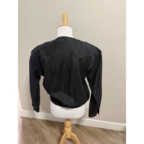 Vintage 90s Black Women’s Joan Harper Top Size 6 Long Sleeve - Picture 4 of 9